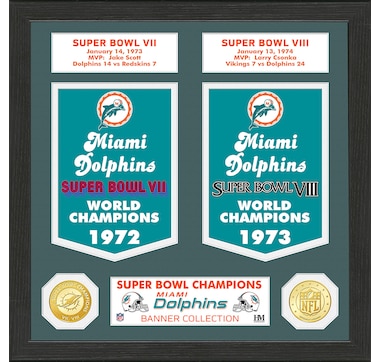 NFL Miami Dolphins All-Time Greats Two Super Bowl Championship Rings 21x25  Frame - Sinbad Sports Store