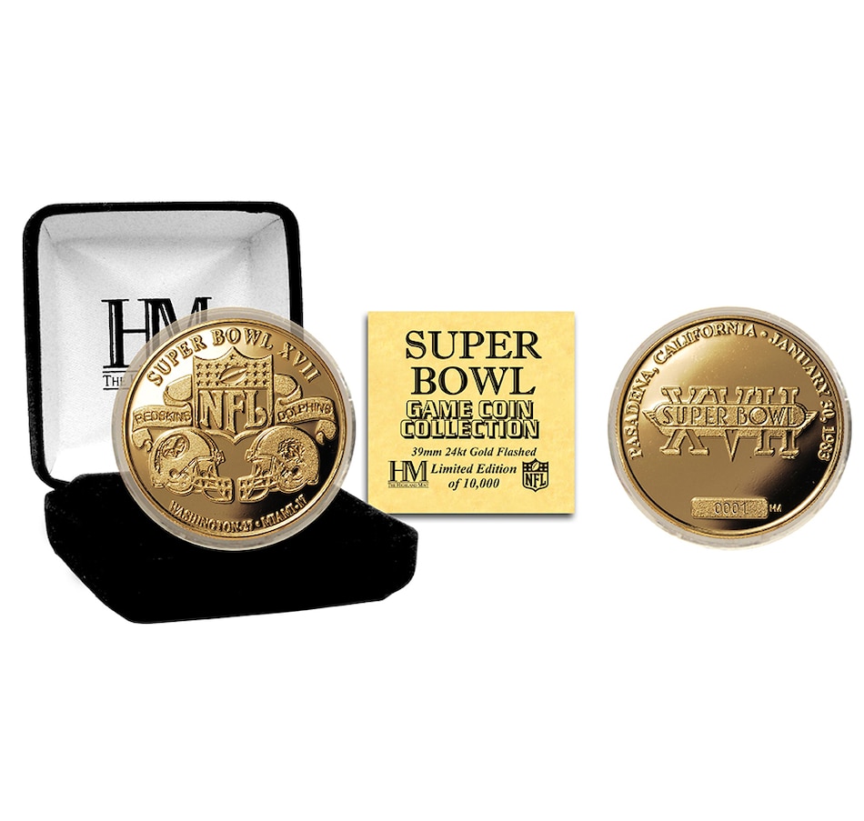 Image 721043.jpg, Product 721-043 / Price $102.99, Super Bowl XVII Gold Flip Coin from Highland Mint on TSC.ca's Sports department