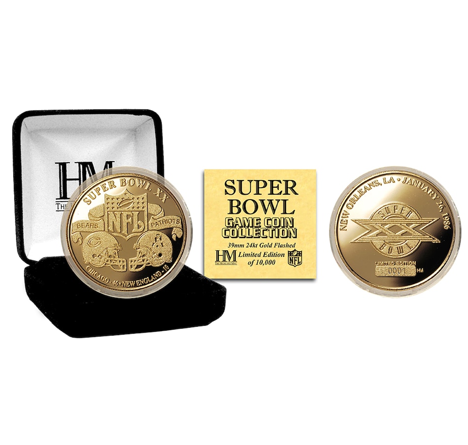 Image 721046.jpg, Product 721-046 / Price $102.99, Super Bowl XX Gold Flip Coin from Highland Mint on TSC.ca's Sports department