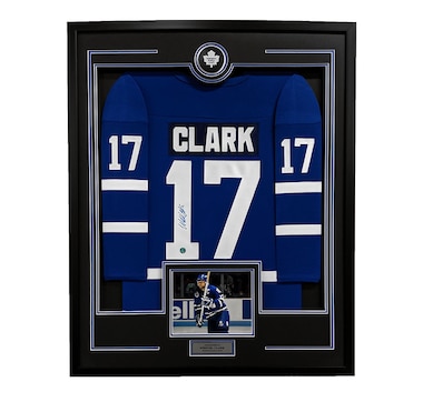 AJ Sports Wendel Clark Autographed Toronto Maple Leafs 36" x 44" Framed Jersey Display