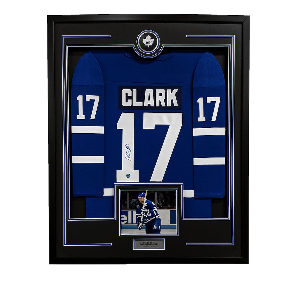 Image 721086.jpg, Product 721-086 / Price $999.99, AJ Sports Wendel Clark Autographed Toronto Maple Leafs 36" x 44" Framed Jersey Display from AJ Sports on TSC.ca's Sports department