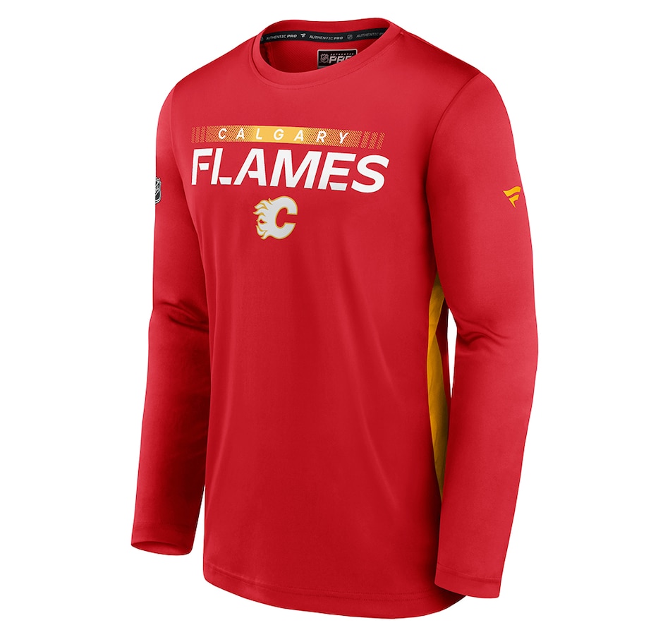 Image 721099_ALTMORE1.jpg, Product 721-099 / Price $79.99, Men's Calgary Flames Authentic Pro Long Sleeve Tech T-Shirt from Fanatics on TSC.ca's Sports department