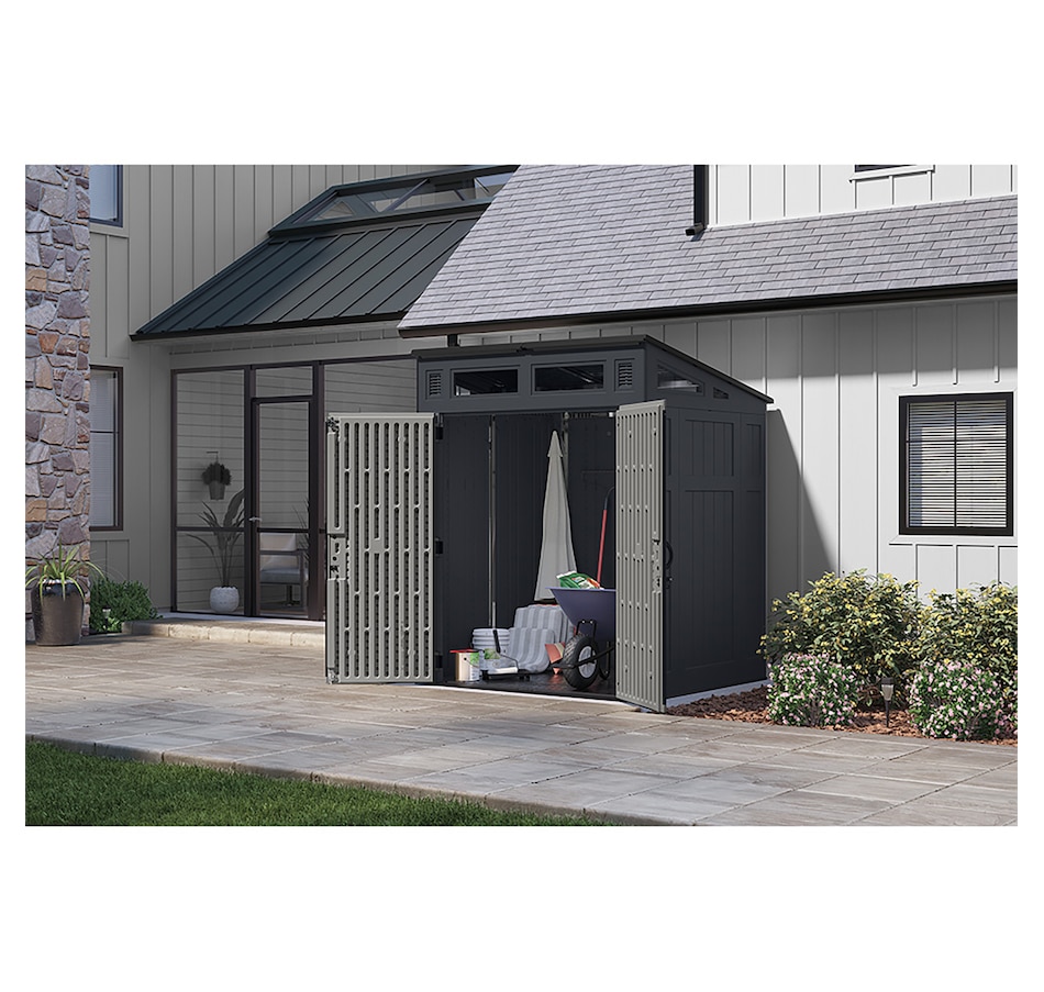 Image 721142_ALTMORE2.jpg, Product 721-142 / Price $1,399.99, Suncast Modernist 6' x 5' Storage Shed (cyberspace/dove grey) from Suncast on TSC.ca's Home & Garden department