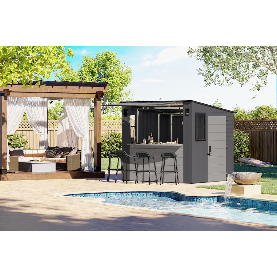 Image 721153_ALTMORE2.jpg, Product 721-153 / Price $3,299.99, Suncast 8' x 7' Cabana Entertainment Shed (cool grey/dove grey) from Suncast on TSC.ca's Home & Garden department