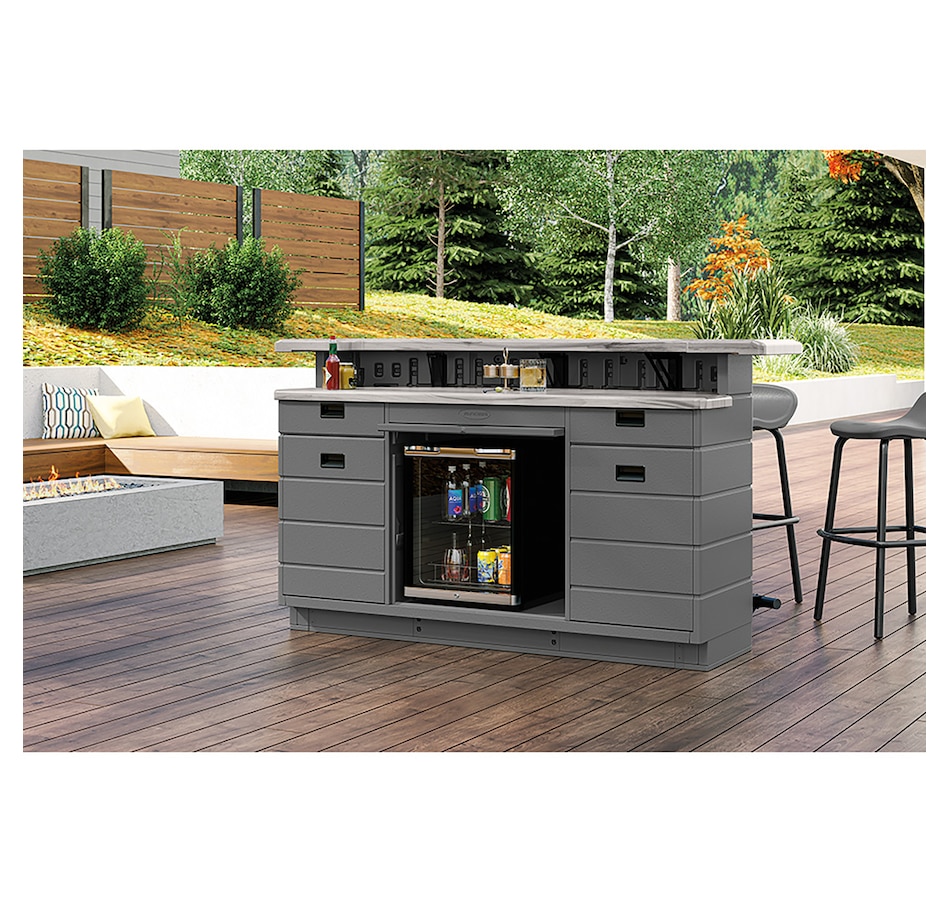 Image 721154_ALTMORE4.jpg, Product 721-154 / Price $1,799.99, Suncast Backyard Oasis Entertaining Bar (cool grey) from Suncast on TSC.ca's Home & Garden department