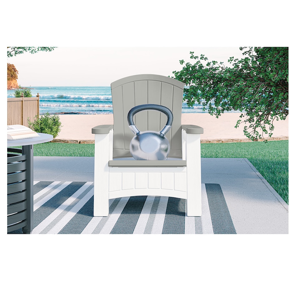 Image 721164_ALTMORE2.jpg, Product 721-164 / Price $229.99, Suncast Adirondack Chair with Storage (dove grey, ice cube) from Suncast on TSC.ca's Home & Garden department