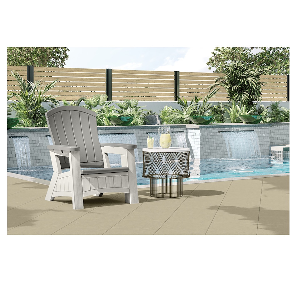 Image 721164_ALTMORE4.jpg, Product 721-164 / Price $229.99, Suncast Adirondack Chair with Storage (dove grey, ice cube) from Suncast on TSC.ca's Home & Garden department