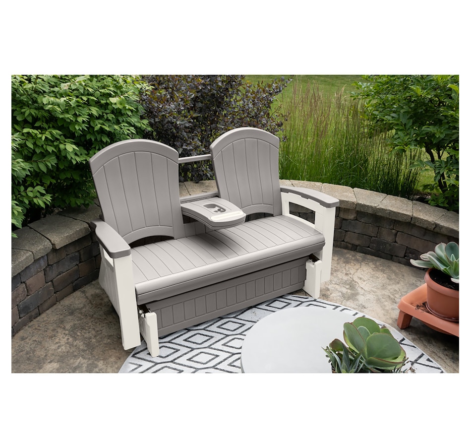 Image 721168_ALTMORE3.jpg, Product 721-168 / Price $649.99, Suncast Adirondack Glider with Console (dove grey) from Suncast on TSC.ca's Home & Garden department