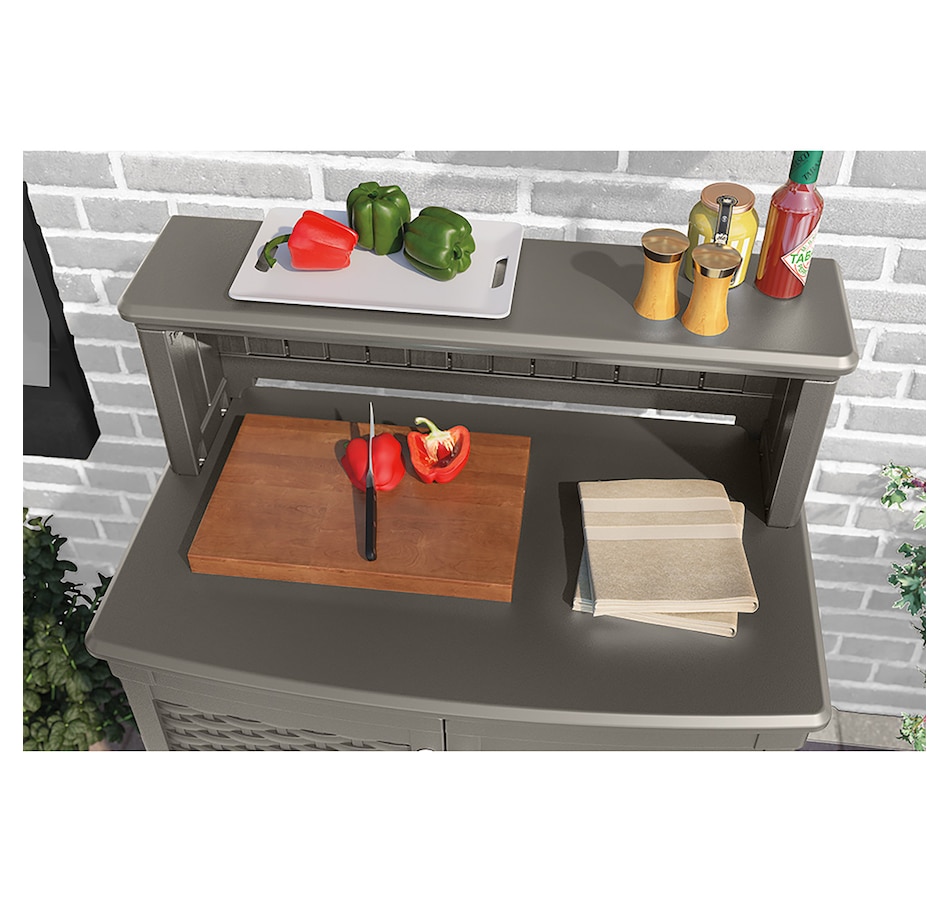 Image 721169_ALTMORE5.jpg, Product 721-169 / Price $364.99, Suncast Patio Storage And Prep Station (stoney) from Suncast on TSC.ca's Home & Garden department
