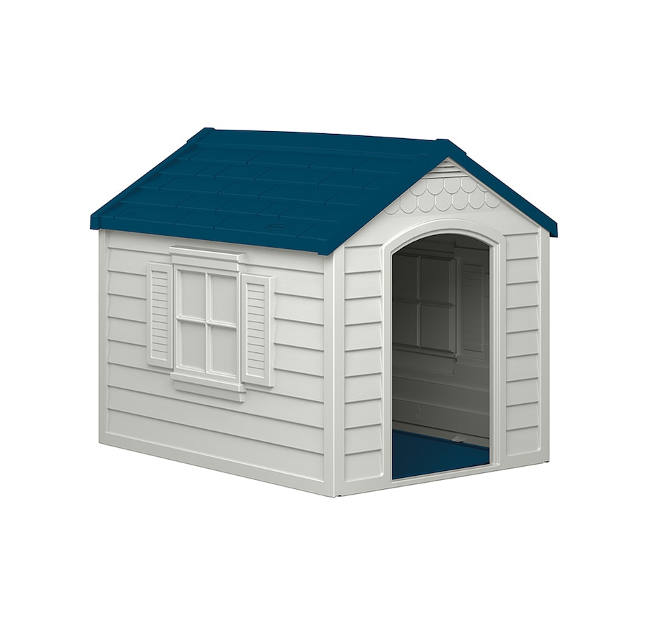 Image 721170.jpg, Product 721-170 / Price $179.99, Suncast Deluxe Dog House (passive with blue roof) from Suncast on TSC.ca's Home & Garden department