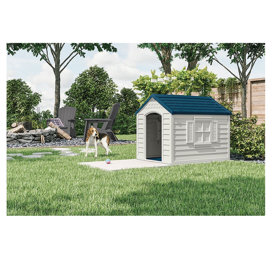 Image 721170_ALTMORE2.jpg, Product 721-170 / Price $179.99, Suncast Deluxe Dog House (passive with blue roof) from Suncast on TSC.ca's Home & Garden department