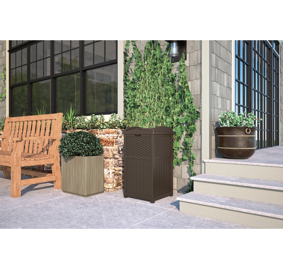 Image 721173_ALTMORE4.jpg, Product 721-173 / Price $114.99, Suncast Wicker Trash Hideaway (java) from Suncast on TSC.ca's Home & Garden department