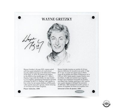 Upper Deck Authenticated Autographed Wayne Gretzky Edmonton Oilers 9" x 9" Frosted Hall of Fame Plaque