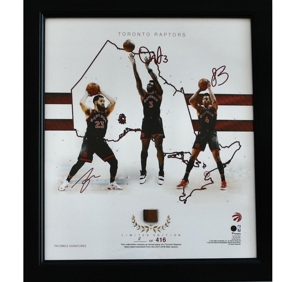 Image 721221.jpg, Product 721-221 / Price $103.99, Fanatics Authentic Limited Edition 416 Toronto Raptors Franchise Foundation 15" x 17" Piece with Facsimile Signatures from Fanatics on TSC.ca's Sports department