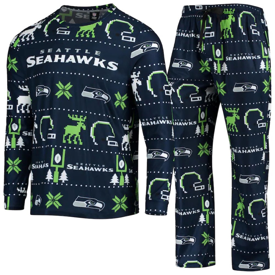 Image 721236.jpg, Product 721-236 / Price $99.99, Men's Seattle Seahawks NFL Wordmark Ugly Pyjama Set from Fanatics on TSC.ca's Sports department