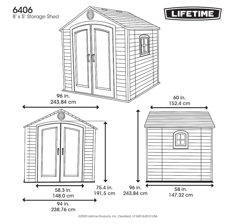 Image 721245_ALTMORE5.jpg, Product 721-245 / Price $1,999.99, Lifetime 8' x 5' Outdoor Storage Shed from Lifetime on TSC.ca's Home & Garden department