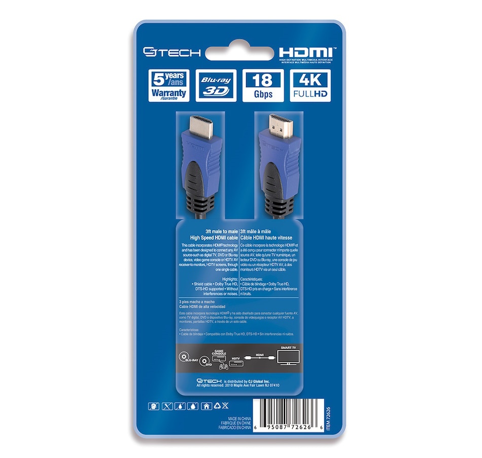 Image 721359_ALTMORE2.jpg, Product 721-359 / Price $15.99, CJ Tech 4K 3D HDMI 2.0 Cable (3') from CJ Tech on TSC.ca's Electronics department
