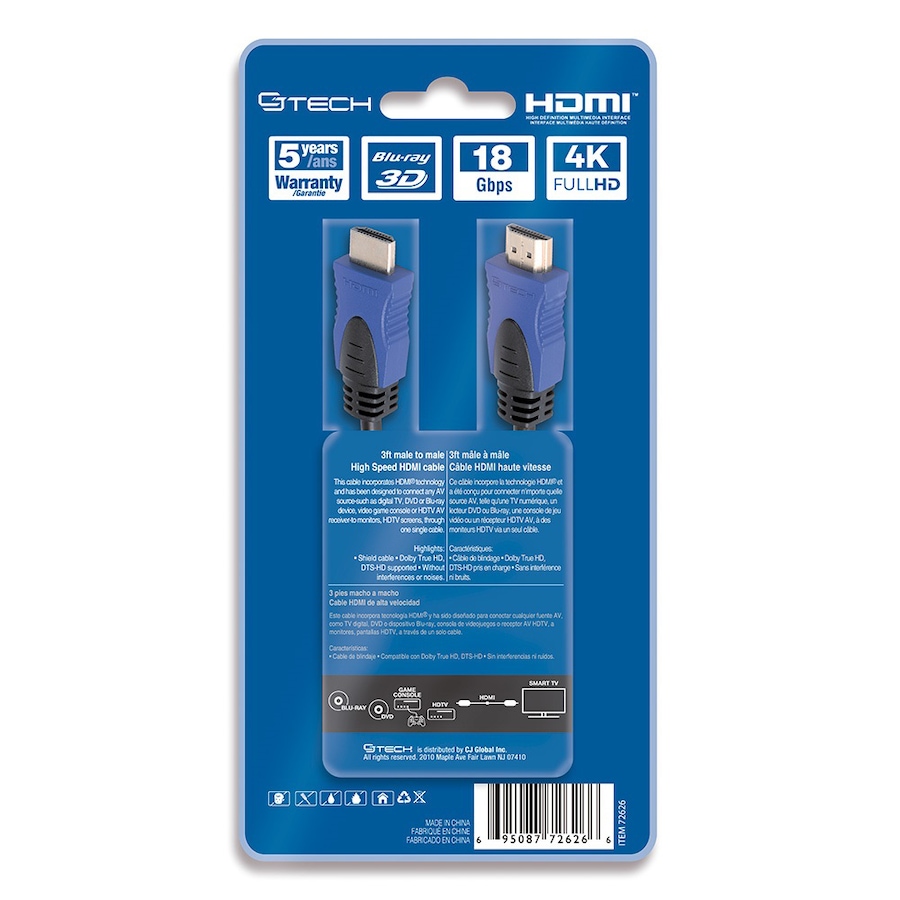 Image 721359_ALTMORE2.jpg, Product 721-359 / Price $15.99, CJ Tech 4K 3D HDMI 2.0 Cable (3') from CJ Tech on TSC.ca's Electronics department