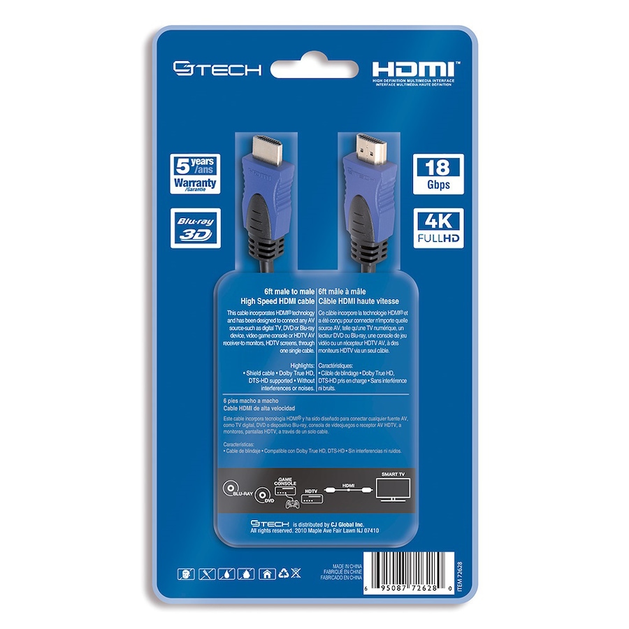 Image 721360_ALTMORE1.jpg, Product 721-360 / Price $17.99, CJ Tech 4K 3D HDMI 2.0 Cable (6') from CJ Tech on TSC.ca's Electronics department