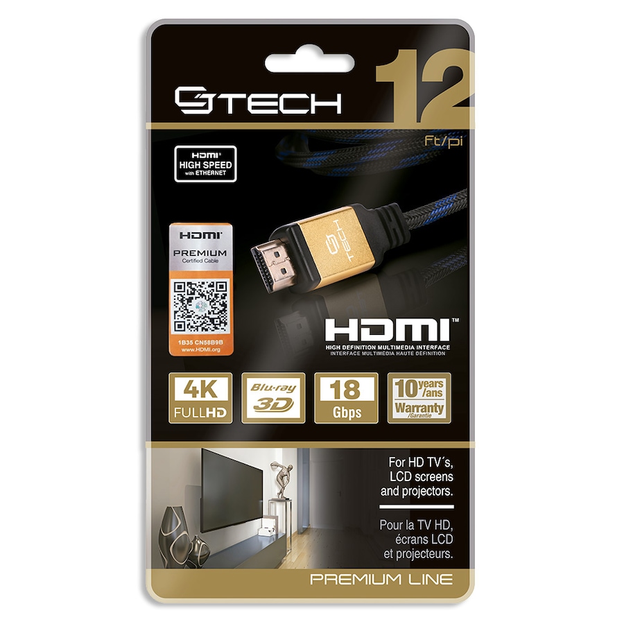 Image 721361_ALTMORE1.jpg, Product 721-361 / Price $24.99, CJ Tech Premium 4K 3D HDMI 2.0 Cable (12') from CJ Tech on TSC.ca's Electronics department