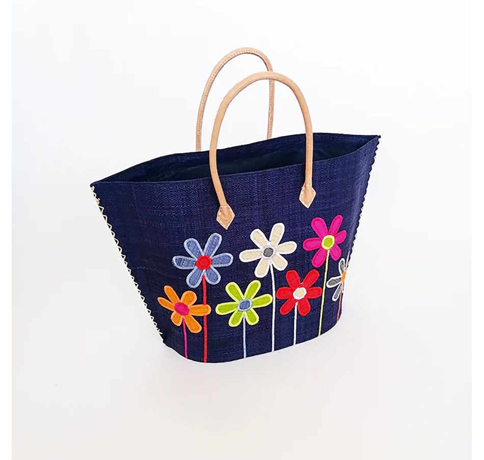 Image 721439_NVY.jpg, Product 721-439 / Price $64.95, Dolce & Gourmando Embroidered Raffia Beach/Market Bag from Dolce & Gourmando on TSC.ca's Fashion department
