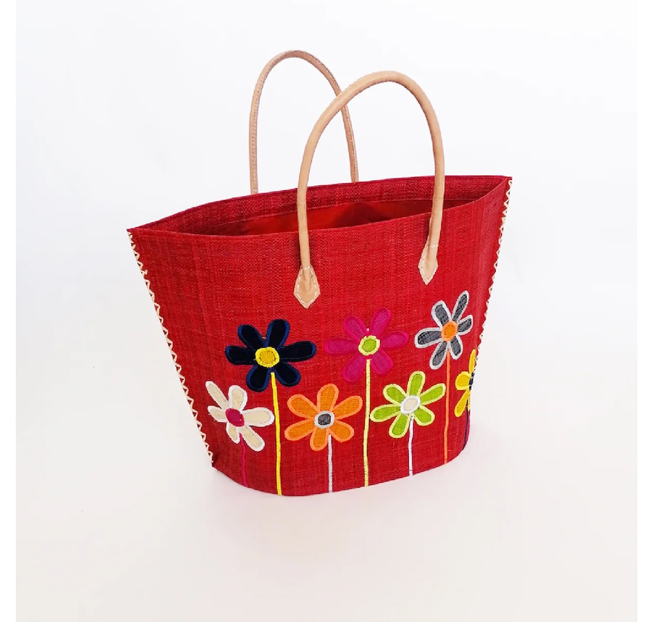 Image 721439_RED.jpg, Product 721-439 / Price $64.95, Dolce & Gourmando Embroidered Raffia Beach/Market Bag from Dolce & Gourmando on TSC.ca's Fashion department