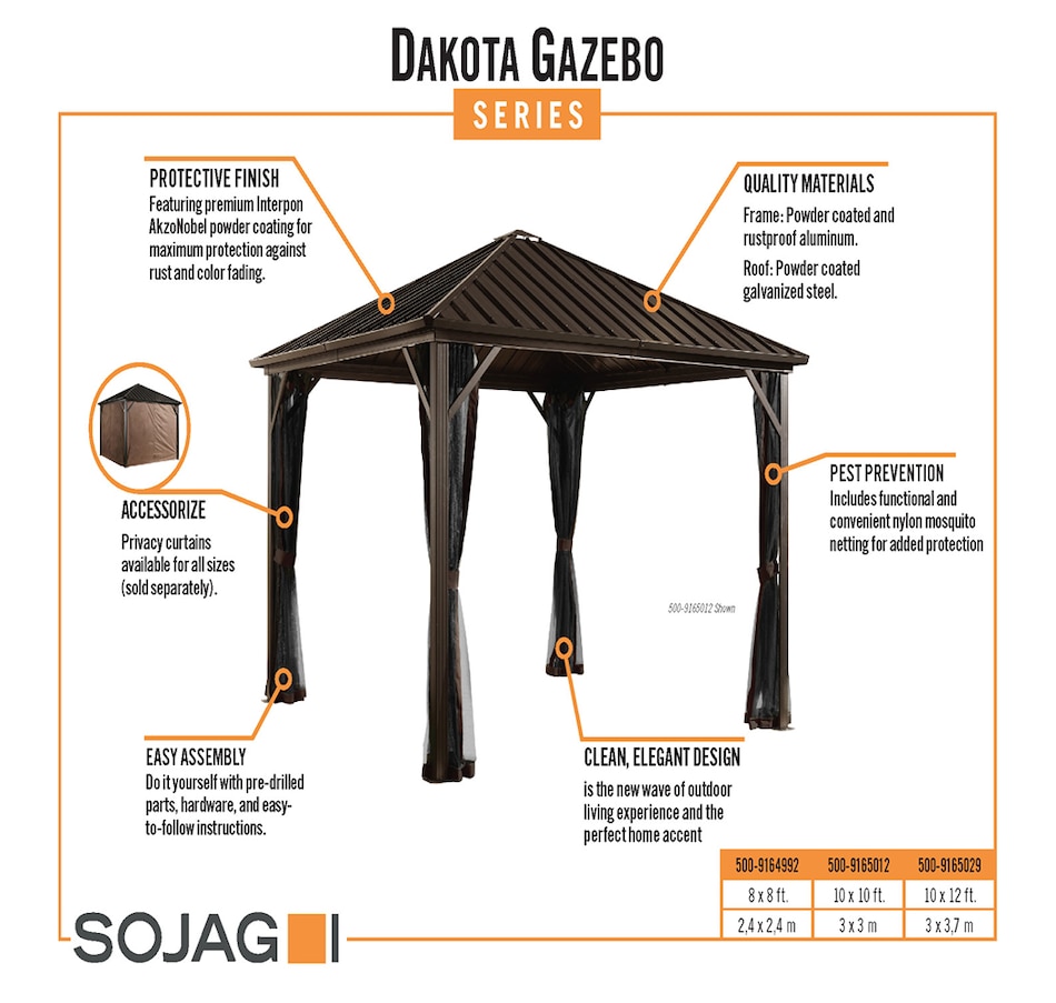 Image 721469_ALTMORE6.jpg, Product 721-469 / Price $229.99 - $279.99, Sojag Brown Poly Curtains for Dakota Gazebo from Sojag on TSC.ca's Home & Garden department