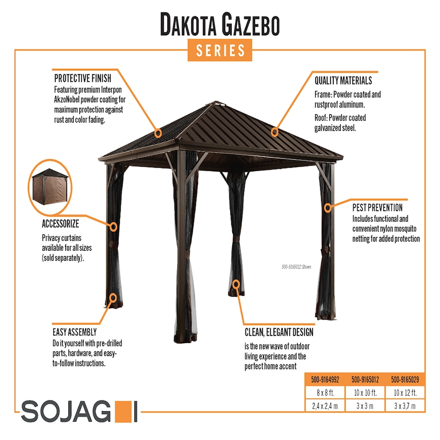 Image 721469_ALTMORE6.jpg, Product 721-469 / Price $229.99 - $279.99, Sojag Brown Poly Curtains for Dakota Gazebo from Sojag on TSC.ca's Home & Garden department