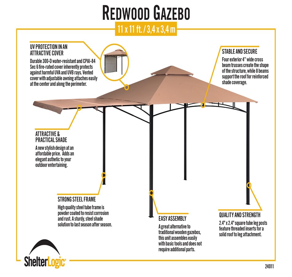 Image 721482_ALTMORE6.jpg, Product 721-482 / Price $399.99, Shelterlogic Redwood Gazebo (11' x 11') from ShelterLogic on TSC.ca's Home & Garden department
