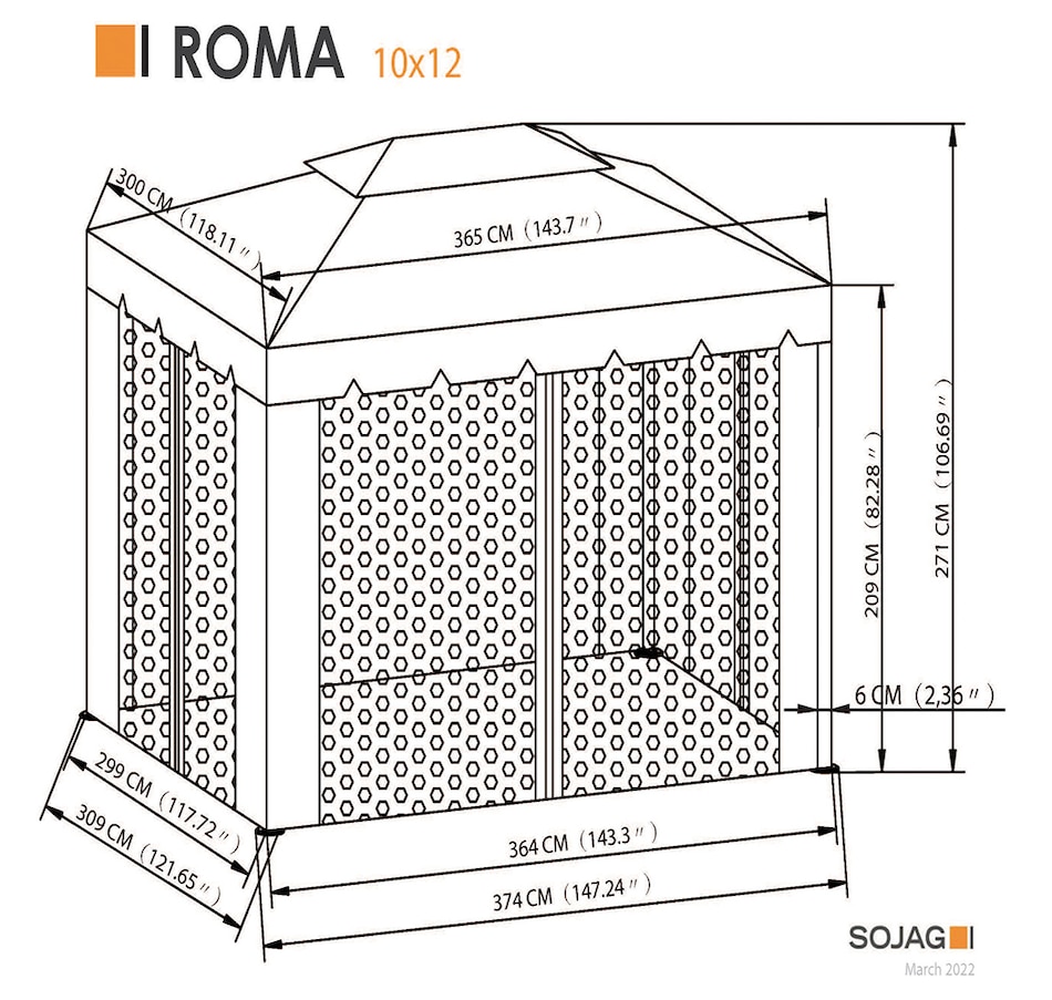 Image 721486_ALTMORE5.jpg, Product 721-486 / Price $599.99, Sojag Outdoor Roma Hard-Top Gazebo Outdoor Sun Shelter (10' x 12') from Sojag on TSC.ca's Home & Garden department