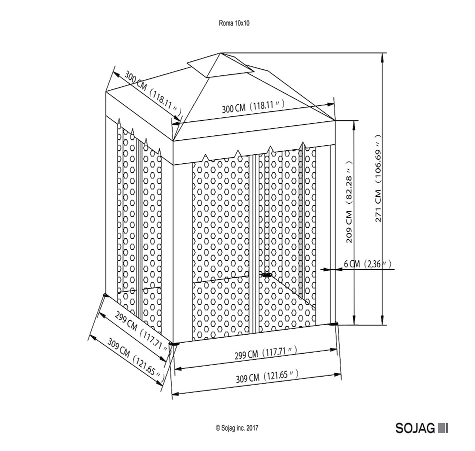 Image 721487_ALTMORE4.jpg, Product 721-487 / Price $549.99, Sojag Roma Gazebo (10' x 10') from Sojag on TSC.ca's Home & Garden department