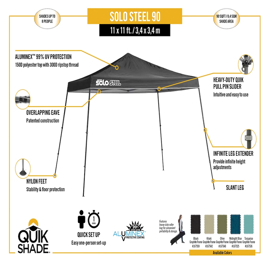 Image 721509_ALTMORE2.jpg, Product 721-509 / Price $145.99, Quik Shade Solo Steel Slant Leg Canopy 90 (11' x 11') from Quik Shade on TSC.ca's Home & Garden department