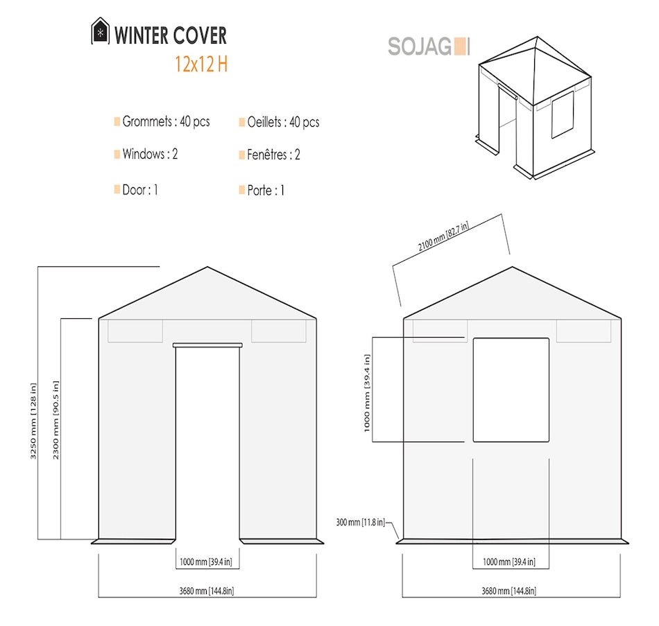 Image 721588_ALTMORE6.jpg, Product 721-588 / Price $349.99, Sojag Grey Universal Winter Cover for Gazebos (12' x 12') from Sojag on TSC.ca's Home & Garden department