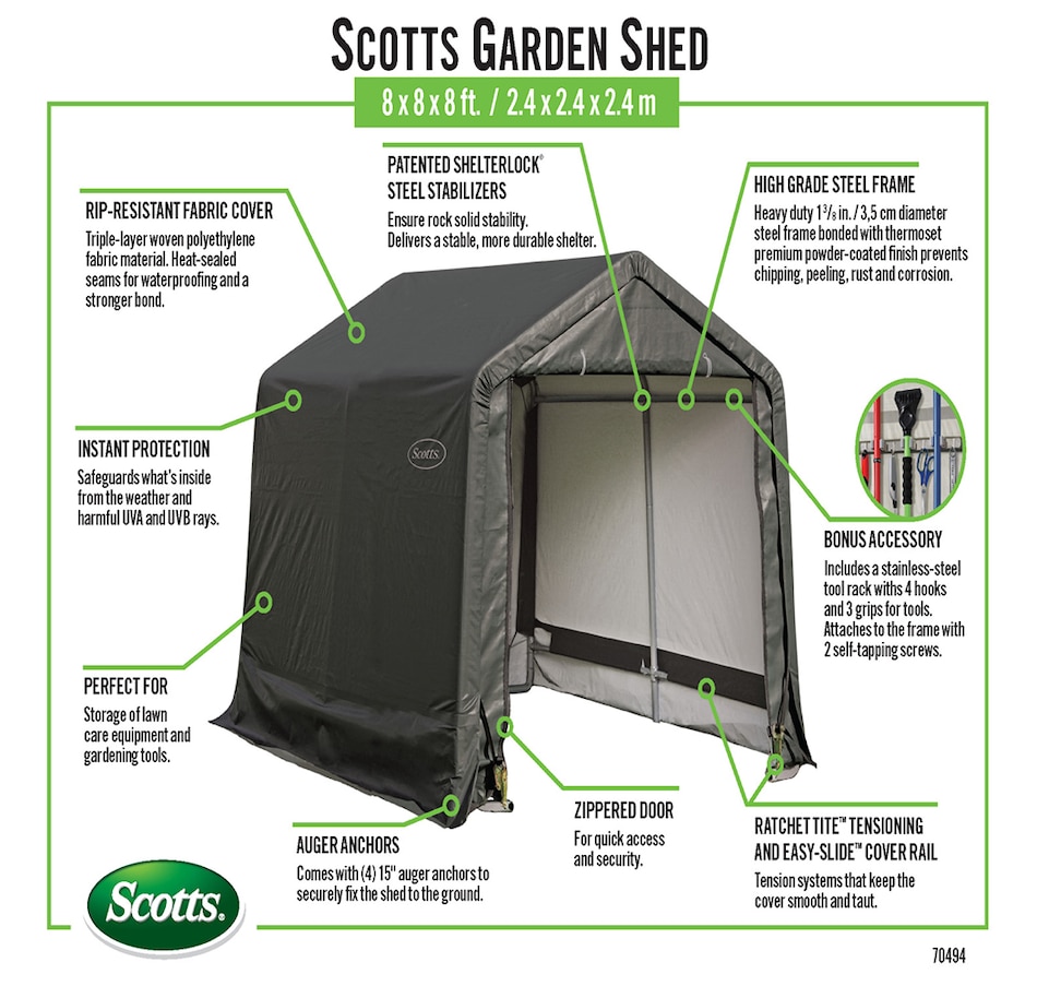 Image 721614_ALTMORE4.jpg, Product 721-614 / Price $477.99, Scotts Storage Shed (8.1' x 8' x 8') from Scotts on TSC.ca's Home & Garden department