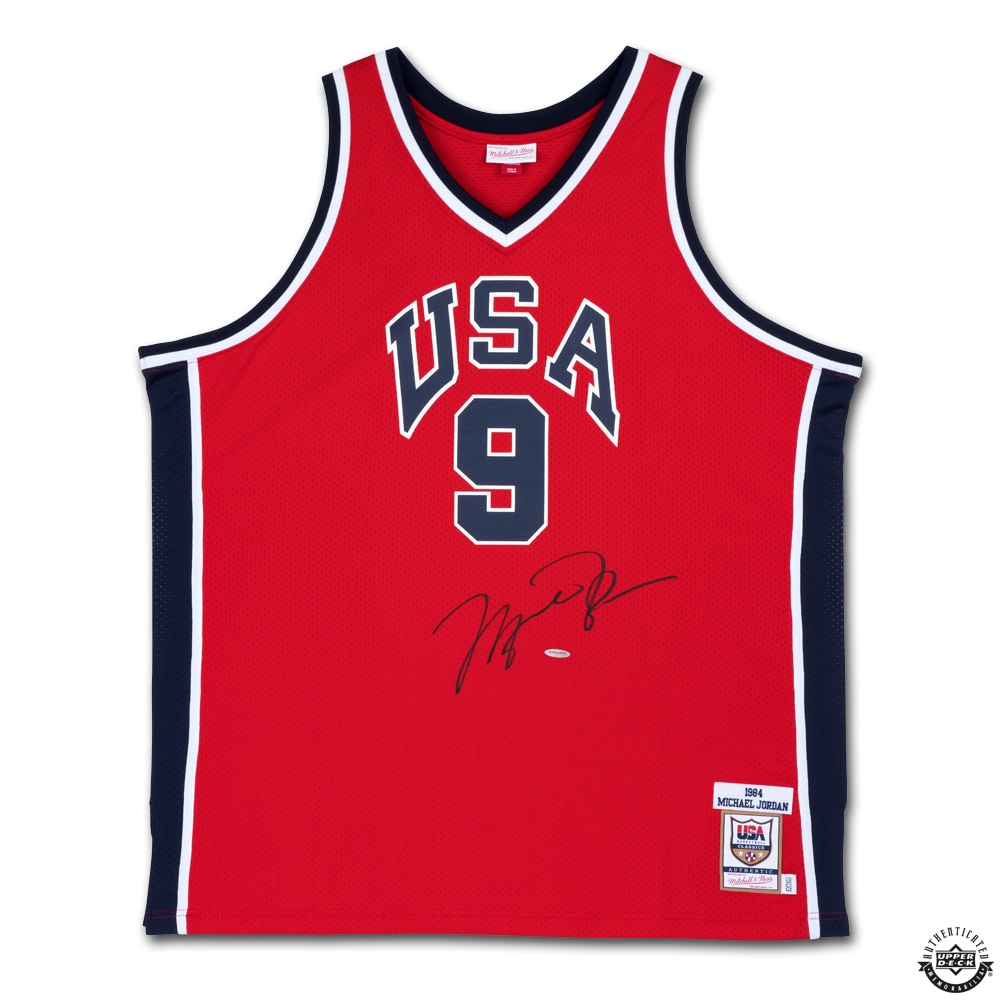 Sports Sports Fan Gear Sports Fan Gear Jerseys Upper Deck Authenticated Autographed Michael Jordan 1984 USA Authentic Olympic Mitchess and Ness Jersey TSC Online Shopping for Canadians