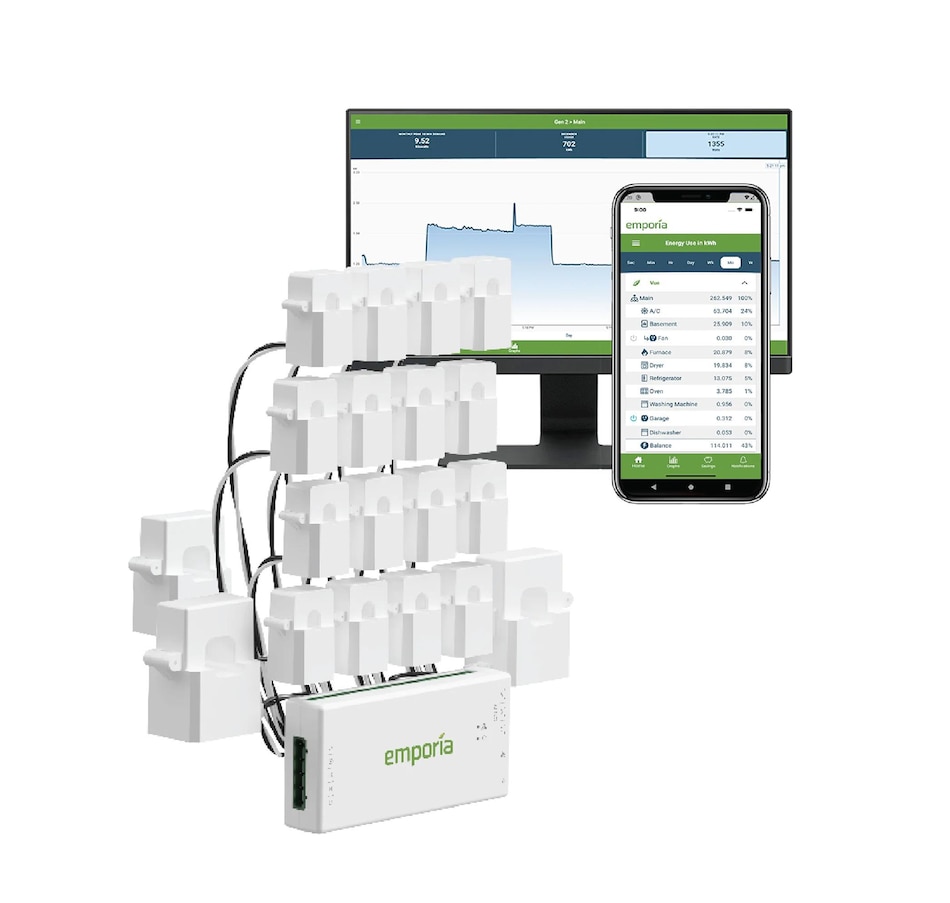Image 722234.jpg, Product 722-234 / Price $299.99, Emporia Vue 3 Hub and Monitor 3 Phase with 16 Sensors from Emporia on TSC.ca's Electronics department
