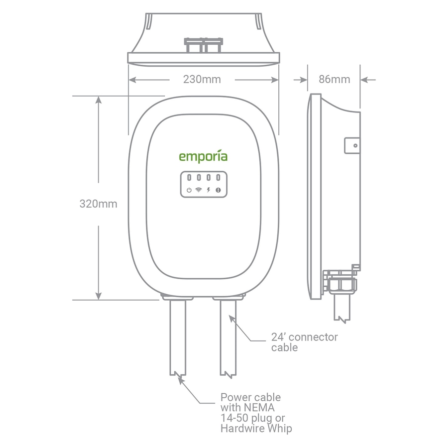 Image 722235_ALTMORE6.jpg, Product 722-235 / Price $749.99, Emporia EV Charger 40A NEMA 14-50, NACS (white) from Emporia on TSC.ca's Electronics department