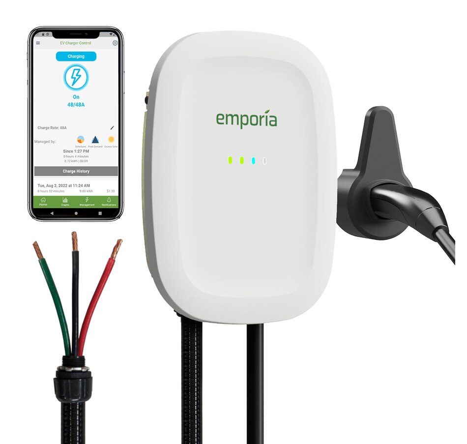 Image 722236.jpg, Product 722-236 / Price $599.99, Emporia EV Charger 48A Hardwire, NACS (white) from Emporia on TSC.ca's Electronics department