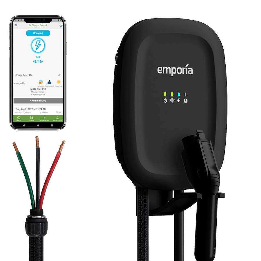 Image 722240.jpg, Product 722-240 / Price $649.00, Emporia EV Charger 48A Hardwire, J1772 (black) from Emporia on TSC.ca's Electronics department