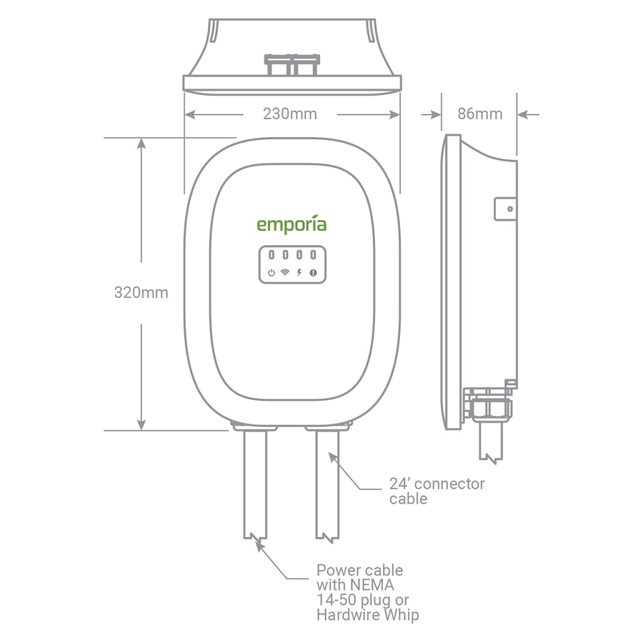 Image 722240_ALTMORE6.jpg, Product 722-240 / Price $649.00, Emporia EV Charger 48A Hardwire, J1772 (black) from Emporia on TSC.ca's Electronics department