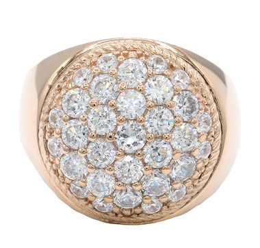 Diamonelle Sterling Silver/14K Yellow Gold Pave Diamonelle Dome Ring