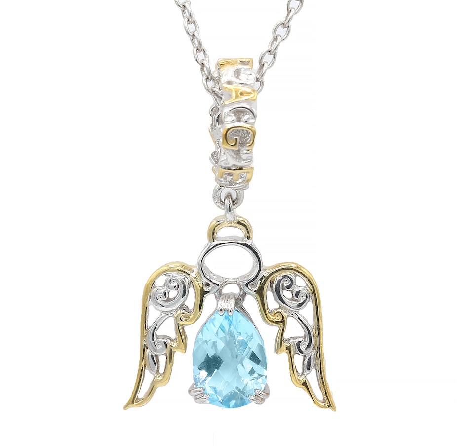 Image 722350.jpg, Product 722-350 / Price $89.99, Gems en Vogue Palladium Silver Swiss Blue Topaz Angel Pendant and Chain from Gems En Vogue on TSC.ca's Jewellery department