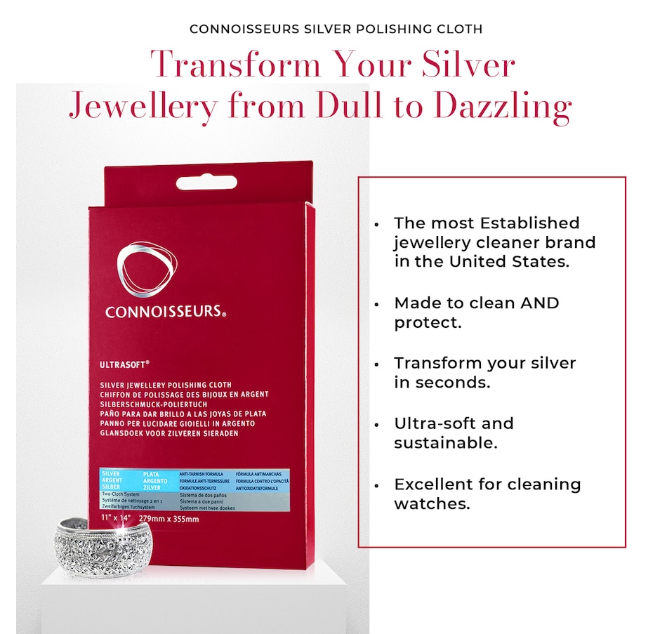 Image 722377_ALTMORE9.jpg, Product 722-377 / Price $39.99, Connoisseurs Silver Polishing Cloth and Wipes from Connoisseurs on TSC.ca's Jewellery department