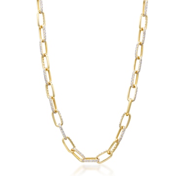 14K Yellow Gold Diamond Chain Link Necklace
