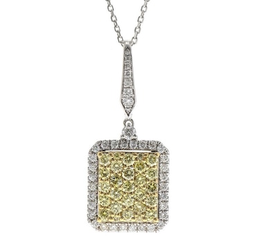 14K Two-Tone Gold Yellow and White Diamond Pendant with Chain