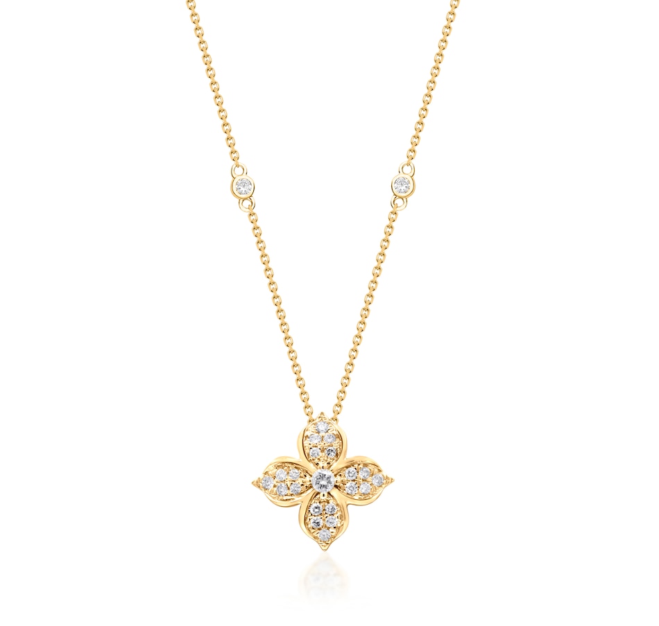 Image 722416.jpg, Product 722-416 / Price $799.99, 14K Yellow Gold Diamond Flower Pendant with Chain from Diamond Show on TSC.ca's Jewellery department