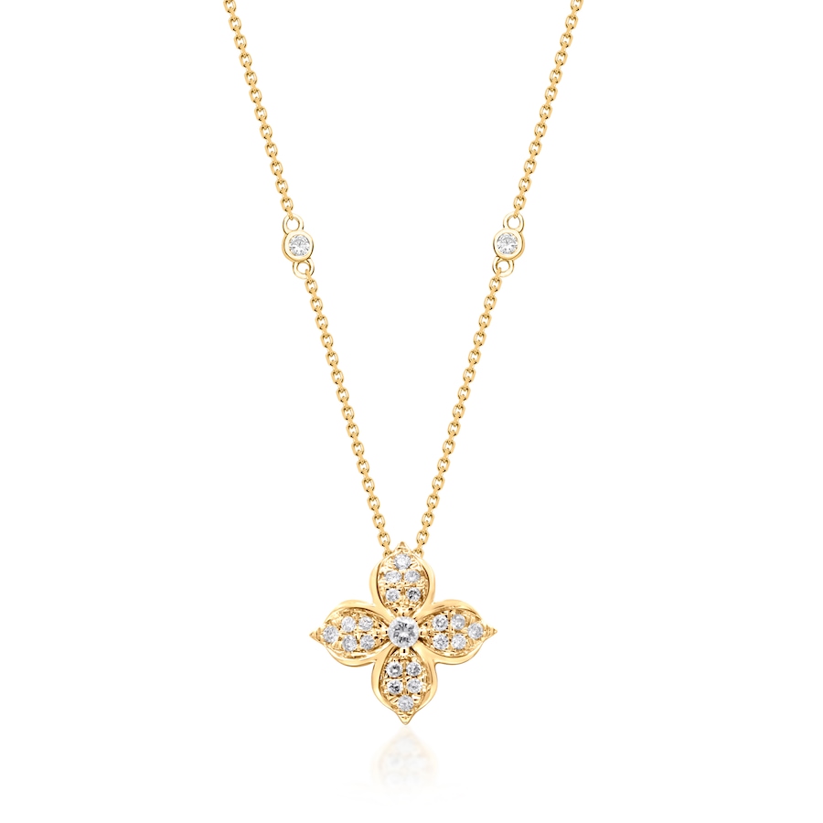 Image 722416.jpg, Product 722-416 / Price $799.99, 14K Yellow Gold Diamond Flower Pendant with Chain from Diamond Show on TSC.ca's Jewellery department