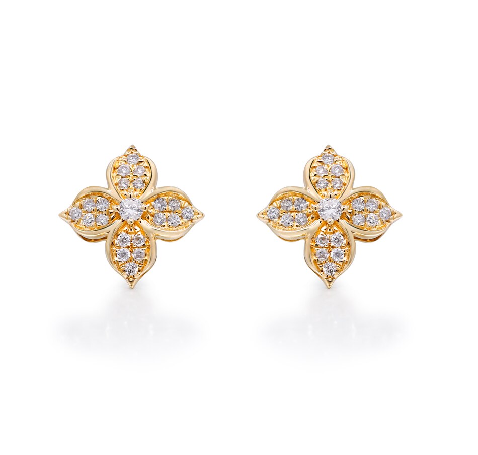 Image 722417.jpg, Product 722-417 / Price $799.99, 14K Yellow Gold Diamond Flower Earrings from Diamond Show on TSC.ca's Jewellery department