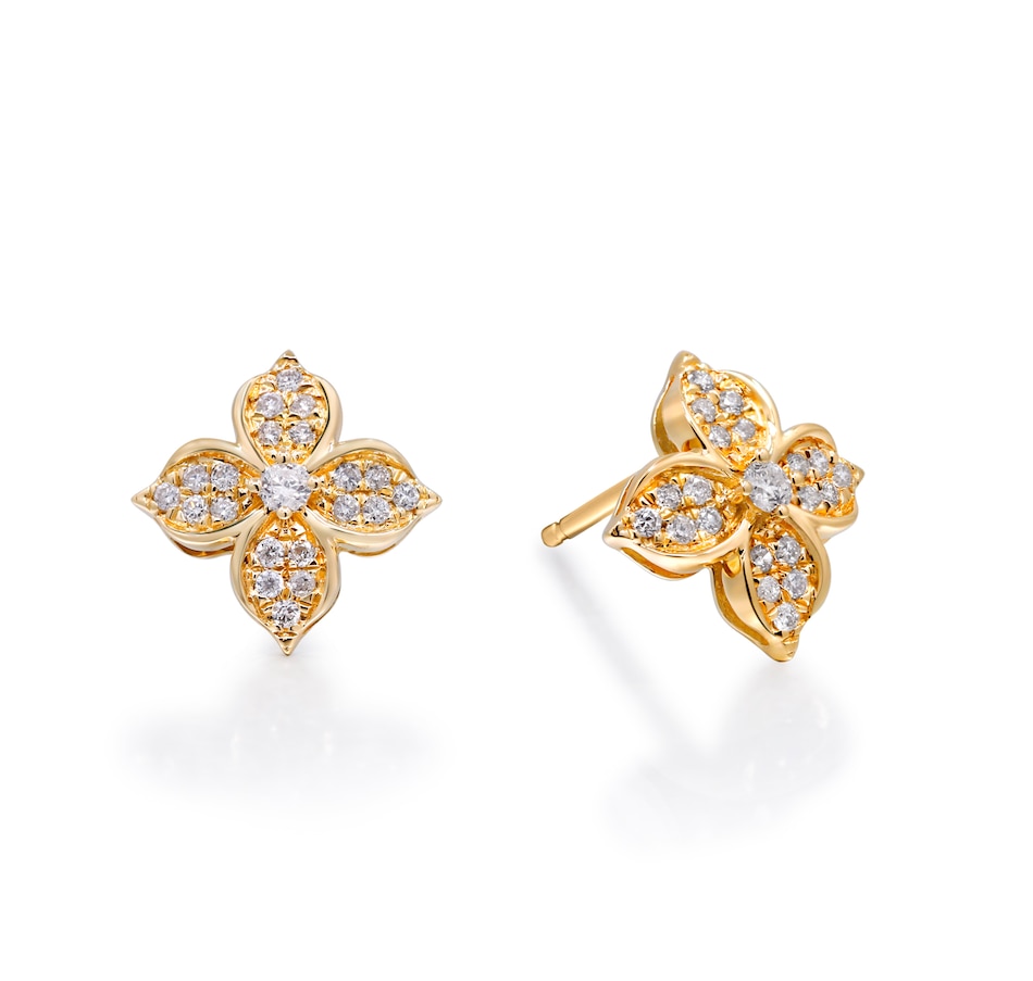 Image 722417_ALTMORE1.jpg, Product 722-417 / Price $799.99, 14K Yellow Gold Diamond Flower Earrings from Diamond Show on TSC.ca's Jewellery department