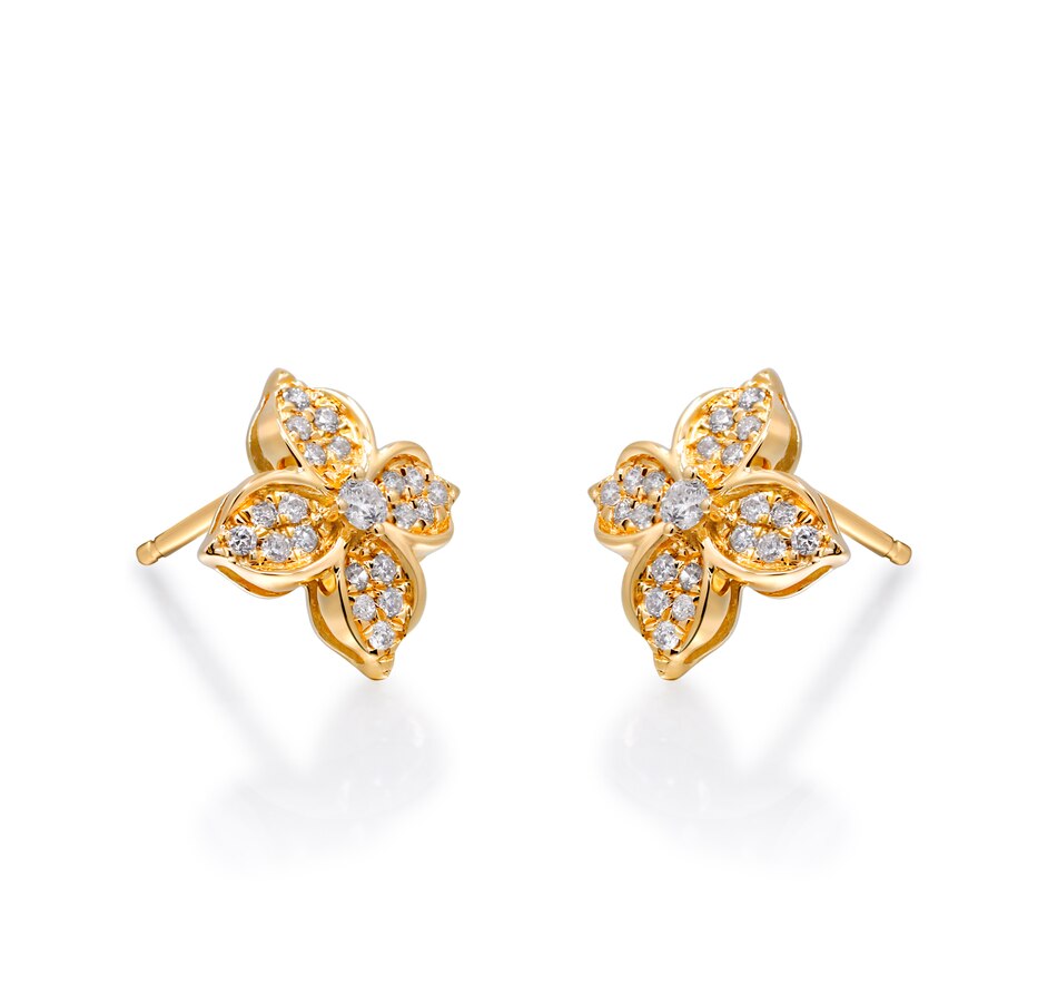 Image 722417_ALTMORE2.jpg, Product 722-417 / Price $799.99, 14K Yellow Gold Diamond Flower Earrings from Diamond Show on TSC.ca's Jewellery department